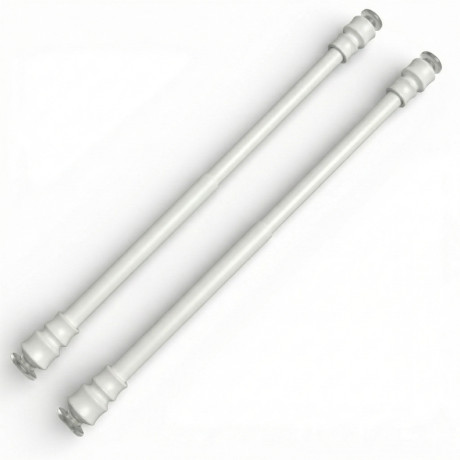 Coppia astine a pressione per tenda a vetro bianco Tex, regolabili con ventose, Ø7/8 mm, 4 misure, Made in Italy