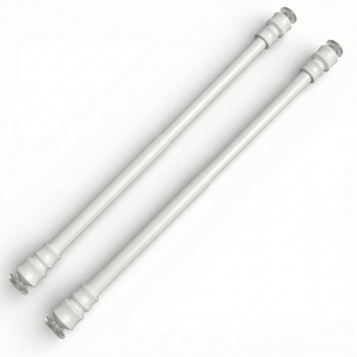 Paar Tex weiße Glasvorhangstangen, verstellbar mit Saugnäpfen, Ø7/8 mm, 4 Größen, hergestellt in Italien