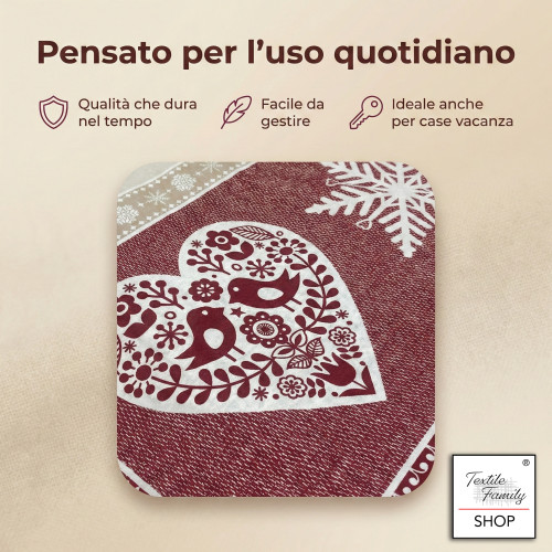 Valbadia Bettbezug Rote Baumwolle, 100 % in Italien hergestellt – Herz- und Hüttenmuster, Patella 40 cm, platzierte Design-Kisse