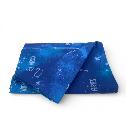 Blue Zodiac Signs Blanket - 100% Cotton - Gran Scarf Multipurpose Bedspread/Sofa Cover - Made in Italy