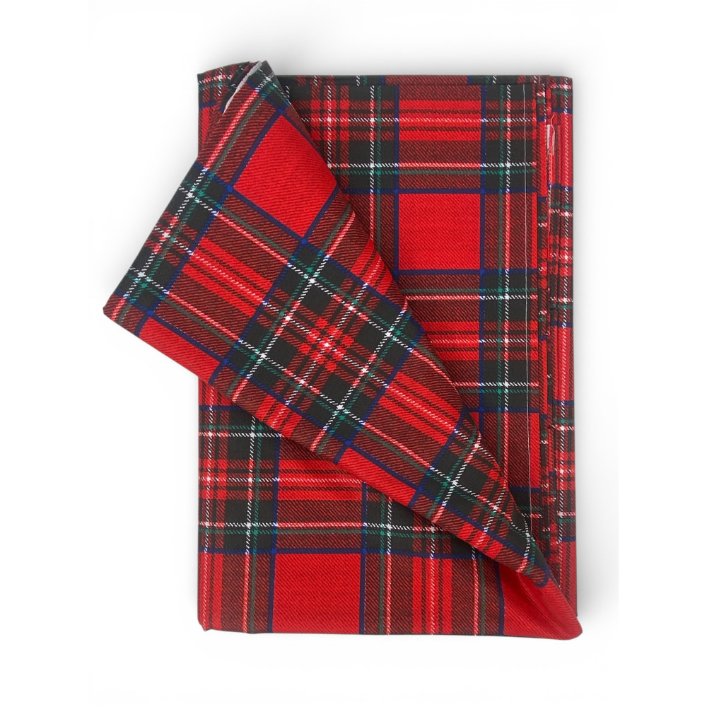 Red Tartan Blanket - 100% Cotton - Gran Scarf Multipurpose Sofa Cover/Bedspread - Made in Italy