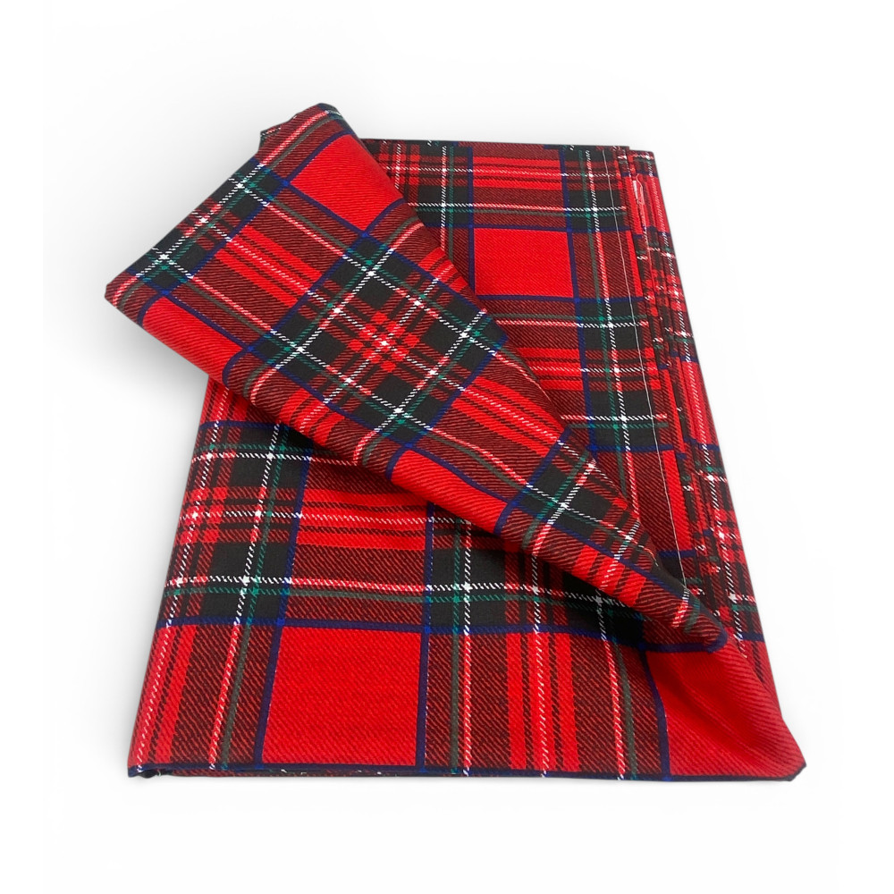 Rote Tartan-Decke – 100% Baumwolle – Gran Scarf Mehrzweck-Sofabezug/Bettdecke – Hergestellt in Italien