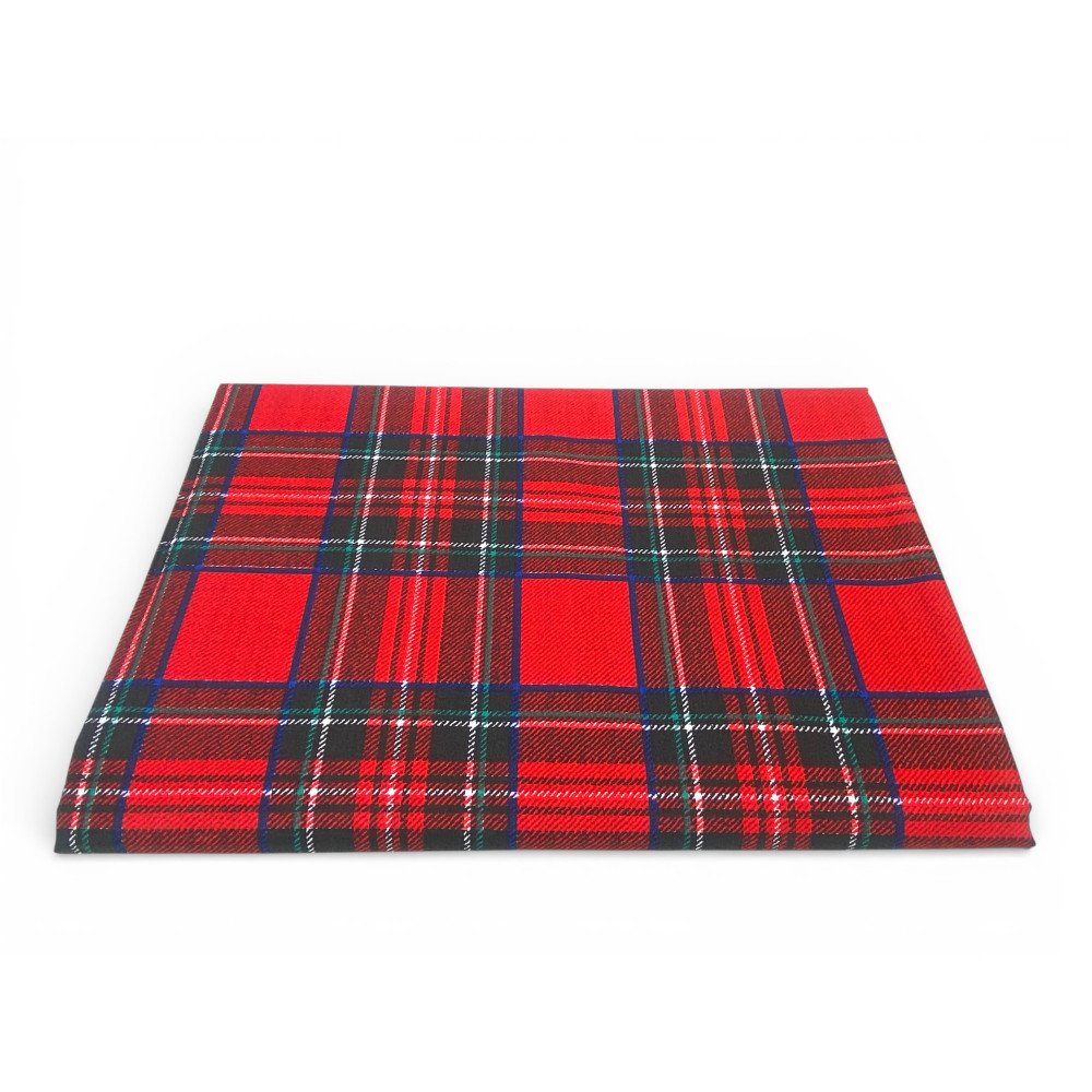 Red Tartan Blanket - 100% Cotton - Gran Scarf Multipurpose Sofa Cover/Bedspread - Made in Italy