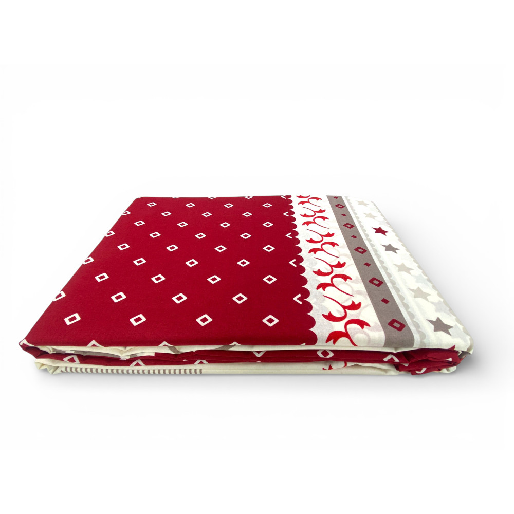 Copripiumino Cuore Stella Alpina Rosso 100% Cotone - Set Letto Invernale con Federe, Bottoni e Patella 40 cm