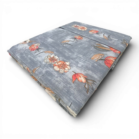 MAXI Fior di Perla Double Sheet Set Grey 100% Cotton – Floral Pattern, Below with Corners