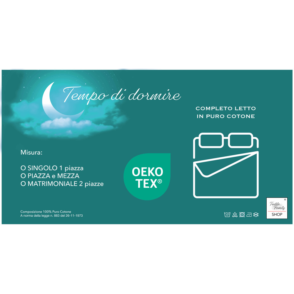 MAXI Fior di Perla Double Sheet Set Bleu Clair 100 % coton – Motif floral, ci-dessous avec des coins