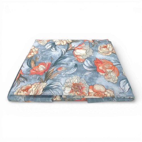 MAXI Fior di Perla Double Sheet Set Light Blue 100% Cotton – Floral Pattern, Below with Corners