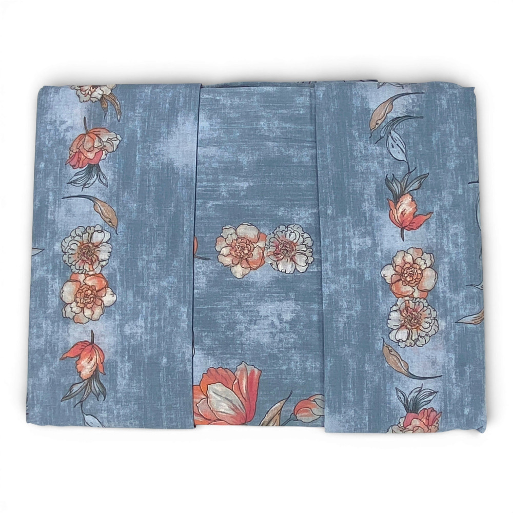 MAXI Fior di Perla Doble Juego de Sábanas Azul Claro 100% Algodón – Patrón Floral, abajo con esquinas