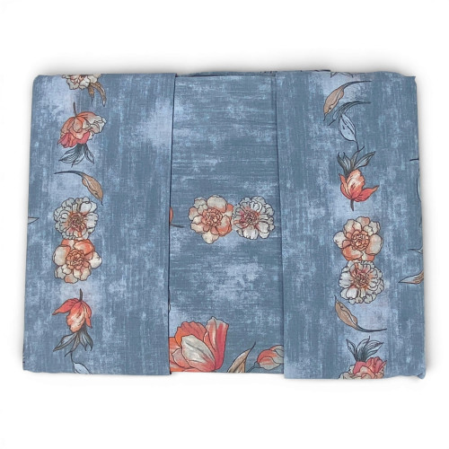 MAXI Fior di Perla Double Sheet Set Light Blue 100% Cotton – Floral Pattern, Below with Corners