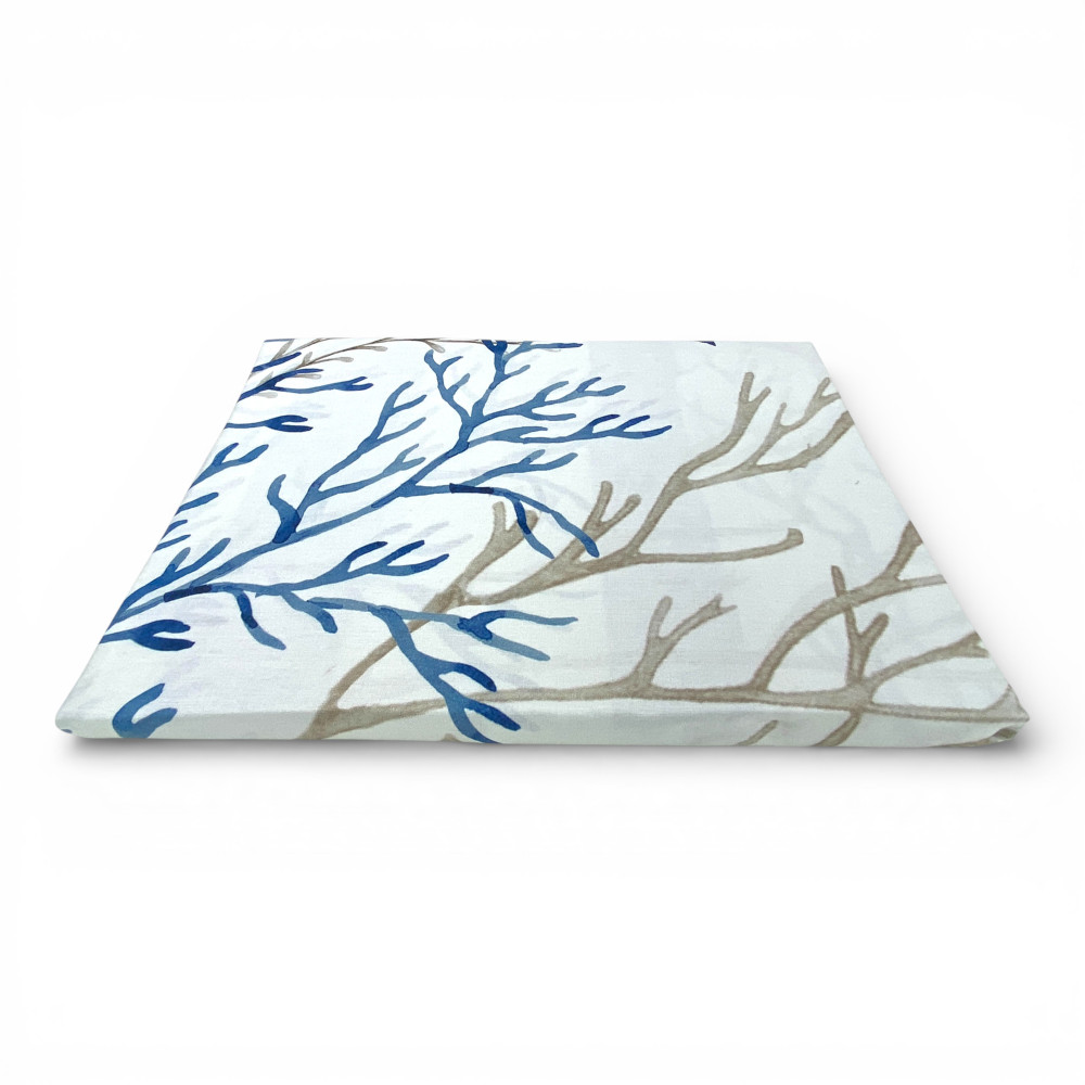 Ensemble de draps de lit avec double volant 250x290 + 2 taies d’oreiller 50x80, 100 % coton, motif Blue Sea