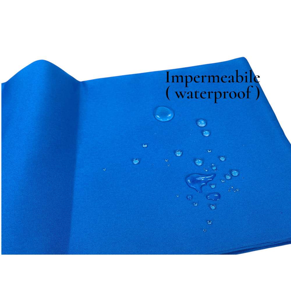 Tenda da Sole Vertigo Tex Family Bluette Unito 100% Poliestere Impermeabile Idrorepellente Tinto Filo Occhielli Acciaio Frangia