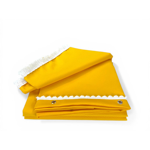 Toldo Vertigo Tex Family Hilos amarillos lisos 100% impermeables y repelentes al agua, ojales teñidos y flecos de acero