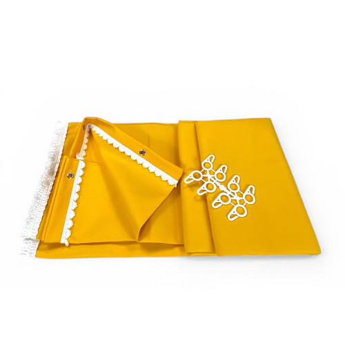 Vertigo Awning Tex Family Plain Yellow 100% Polyester Waterproof Water Repellent Yarn Dyed Eyelets Steel Fringe