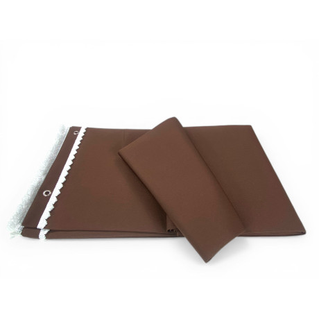 Vertigo Awning Tex Family Plain Brown 100% Polyester Waterproof Water Repellent Yarn Dyed Eyelets Steel Fringe