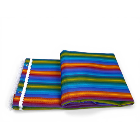Toldo Vertigo Tex Family Hilos multicolores 100% impermeables de poliéster repelente al agua, ojales teñidos y flecos de acero