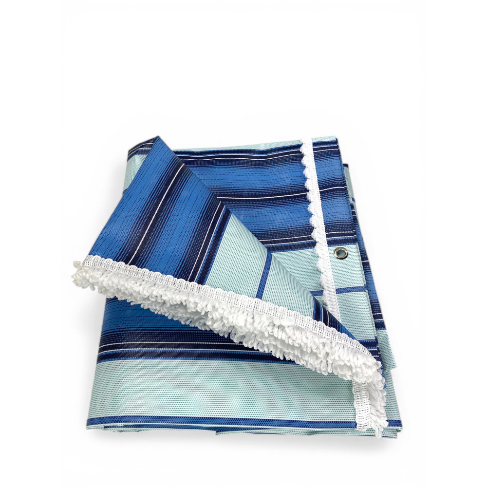 Auvent Vertigo Tex Family rayures bleu 100 % polyester imperméable laine d’œillets teints en acier