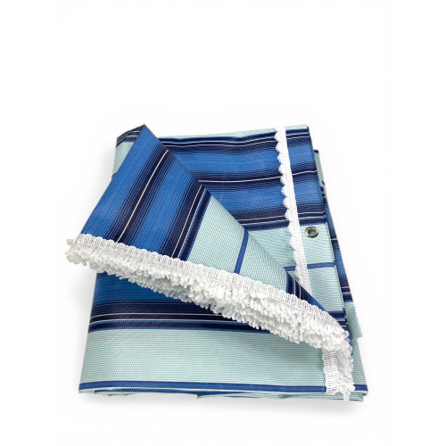 Auvent Vertigo Tex Family rayures bleu 100 % polyester imperméable laine d’œillets teints en acier