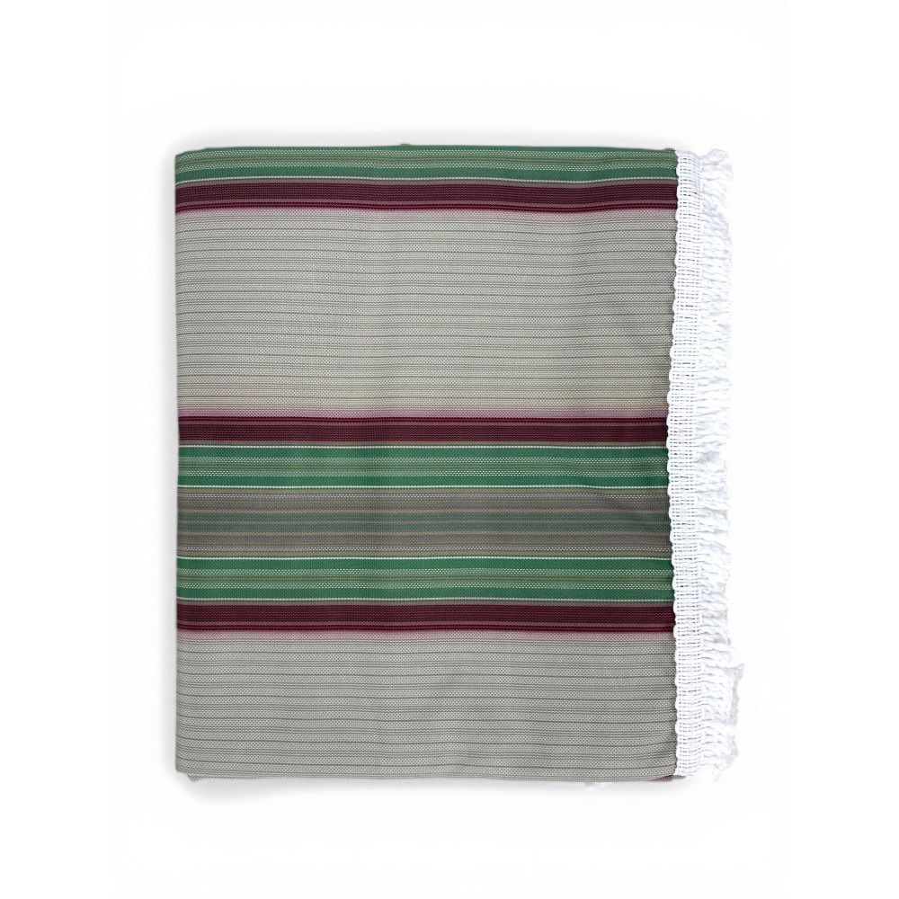 Vertigo Awning Tex Family Stripe Green 100% Polyester Waterproof Water Repellent Yarn Dyed Eyelets Steel Fringe