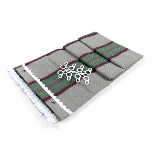 Tenda da Sole Vertigo Tex Family Righino Verde 100% Poliestere Impermeabile Idrorepellente Tinto Filo Occhielli Acciaio Frangia