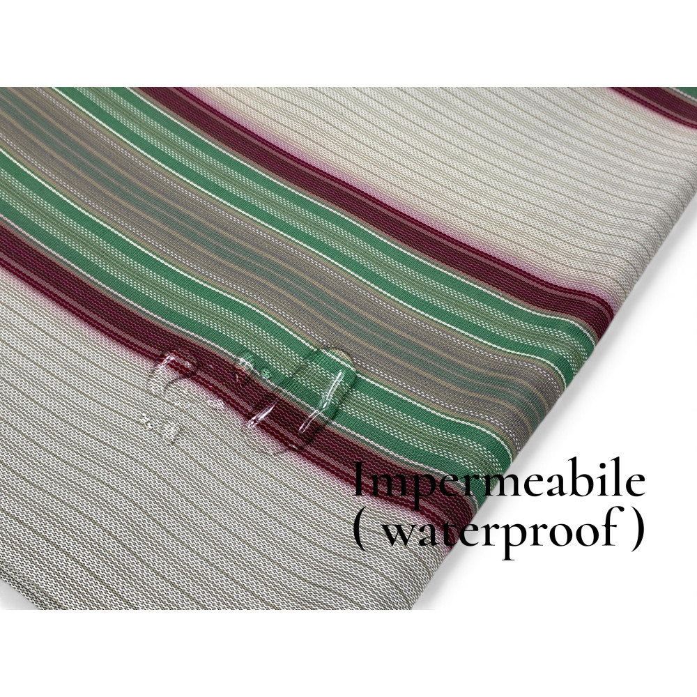 Vertigo-Markise Tex Family grün gestreiftes 100 % Polyester wasserabweisendes Garn gefärbte Ösen mit Stahlfransen