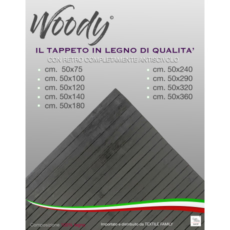 TAPPETO cucina IN LEGNO bamboo WOODY colore Grigio Scuro