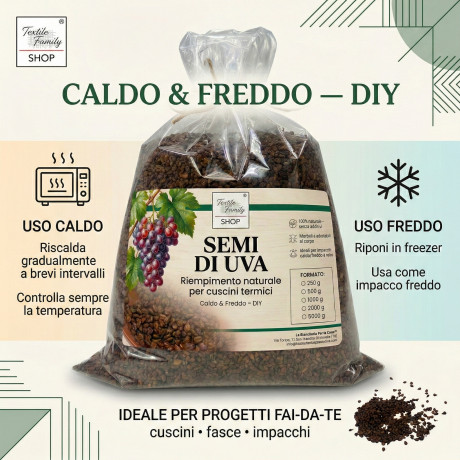 Semillas de uva sueltas para almohadas de calor - relleno natural para terapias de calor y frío, ecológicas y seguras