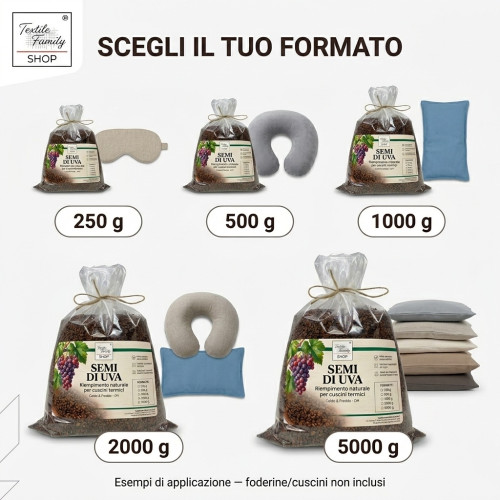 Graines de raisin en vrac pour oreillers chauffants - Garniture naturelle pour les thérapies chaudes et froides, écologique et s