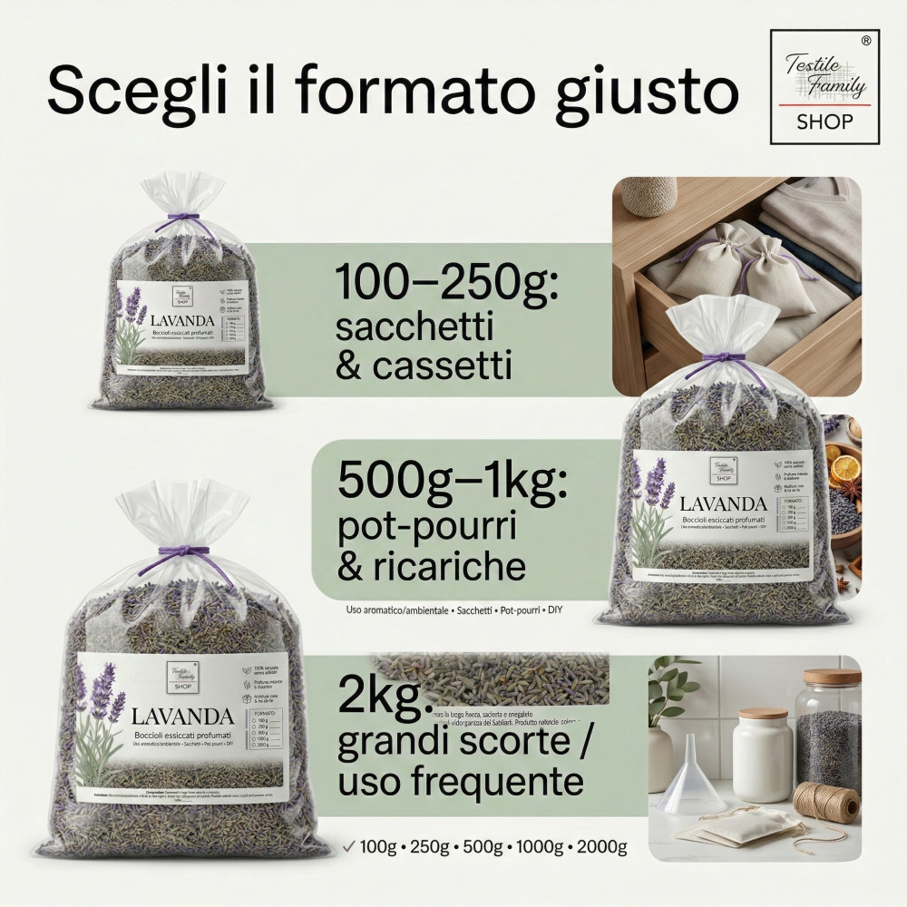 Dried lavender scented buds Made in Italy Tex Family – for wardrobe bags, potpourri and DIY