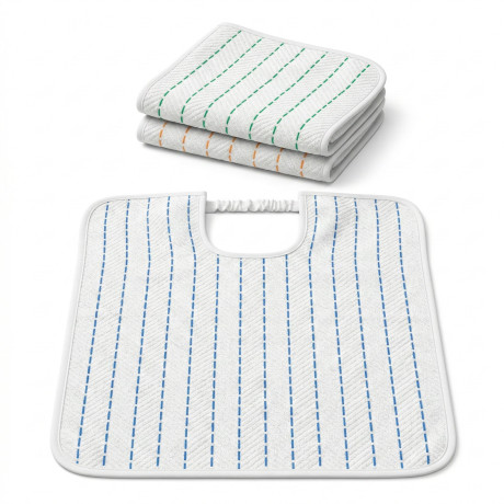 Babero Cesare Adult con elástico 50x60 cm Tex Family – Juego de 3 o 6 piezas, algodón teñido con hilo, fabricado en Italia