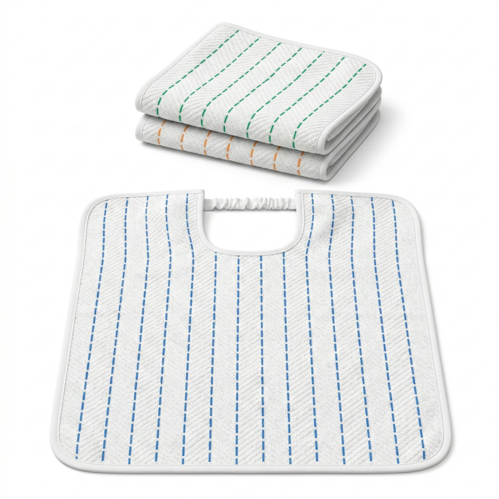 Cesare Adult Bib with Elastic 50x60 cm Tex Family – Set of 3 or 6 Pieces, Yarn Dyed Cotton, Made in Italy