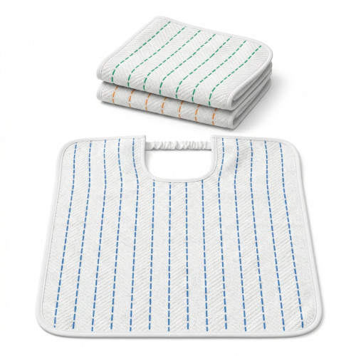 Bavette adulte Cesare avec élastique 50x60 cm Tex Family – Ensemble de 3 ou 6 pièces, fil de coton teint, fabriqué en Italie