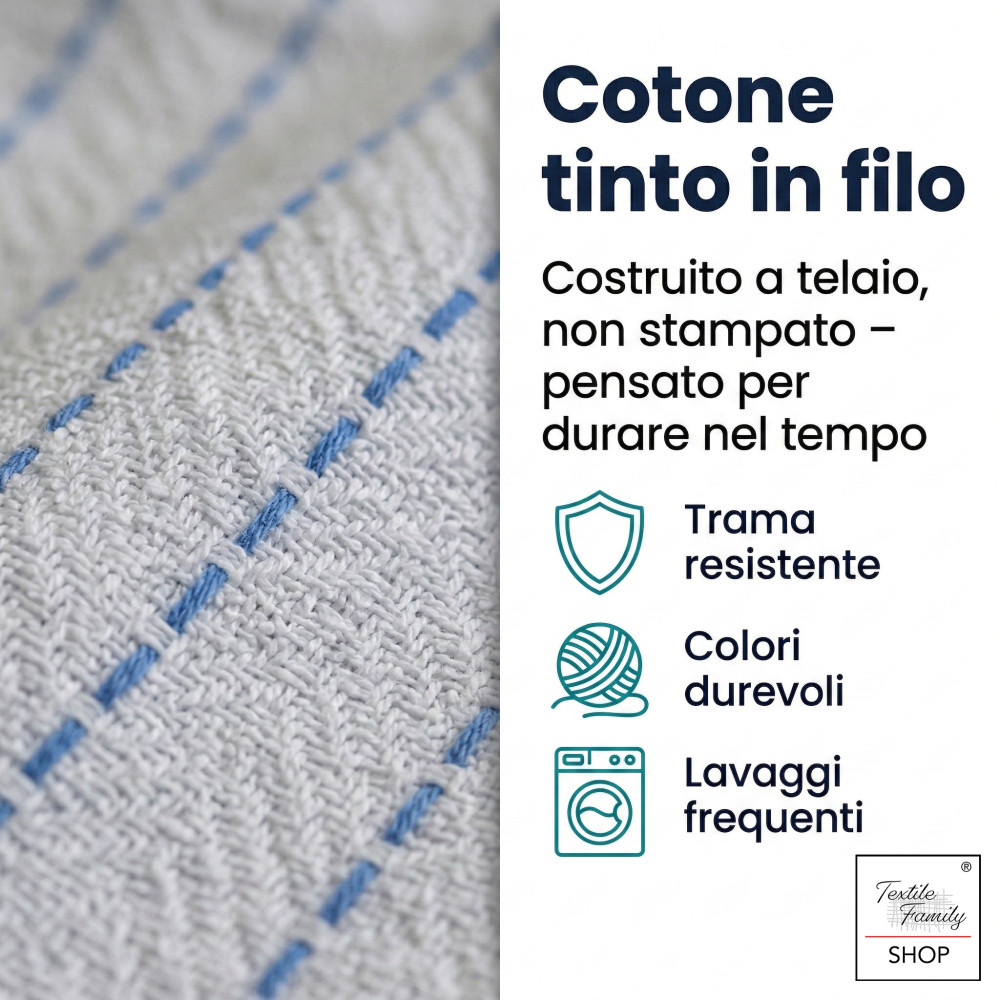 Bavaglione Adulto Cesare con Elastico 50x60 cm Tex Family – Set 3 o 6 Pezzi, Cotone Tinto in Filo, Made in Italy