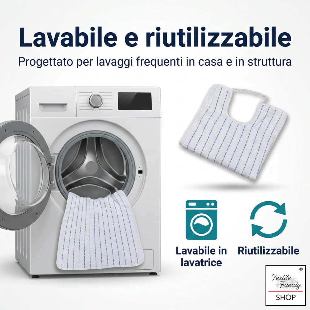 Bavaglione Adulto Cesare con Elastico 50x60 cm Tex Family – Set 3 o 6 Pezzi, Cotone Tinto in Filo, Made in Italy