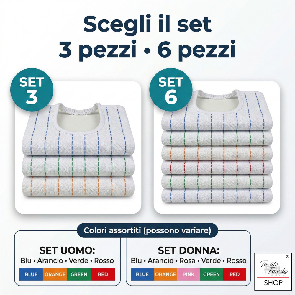 Cesare Erwachsenenlzätzchen mit Elastizität 50x60 cm Tex Family – Set aus 3 oder 6 Teilen, garngefärbte Baumwolle, hergestellt i