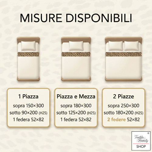 Completo Lenzuola Letto Safari Leopardato 100% Cotone Made in Italy – Sotto con Angoli H 25 cm