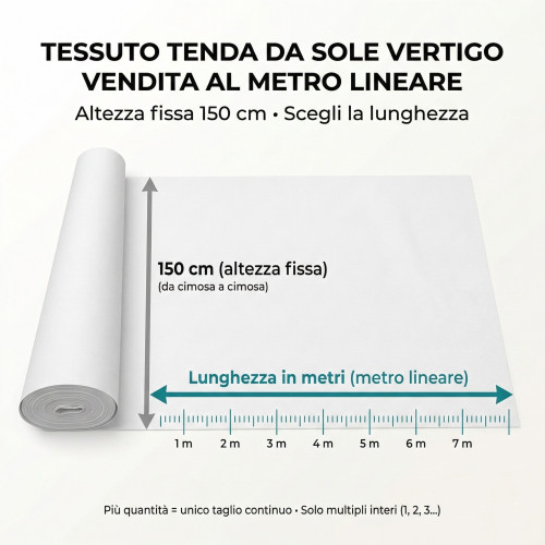 Tessuto Vertigo Tenda da Sole Impermeabile 100% – Poliestere H 150 cm, Venduto a Metro – Ideale per Esterni, Gazebo, Verande