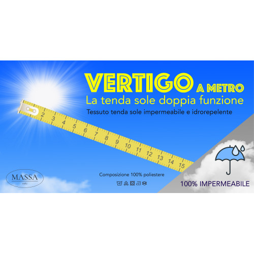 Vertigo Tissu Auvent 100 % Imperméable – Polyester H 150 cm, Vendu au Mètre – Idéal pour l’extérieur, Gazebos, Vérandas