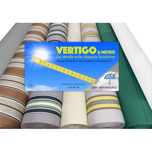 Vertigo Tissu Auvent 100 % Imperméable – Polyester H 150 cm, Vendu au Mètre – Idéal pour l’extérieur, Gazebos, Vérandas