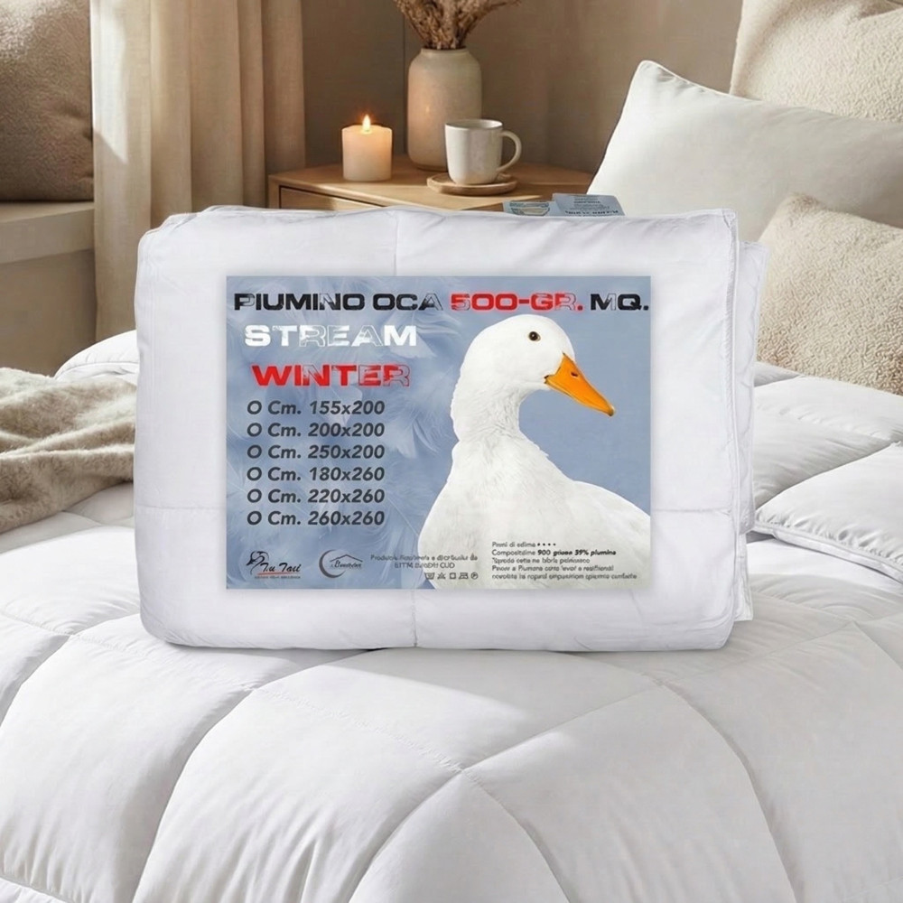 Duvet d’oie Stream 500 GR. 80% PLUME OCA 20% COUETTE OCA Blanc