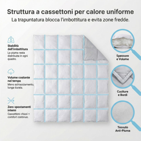 Duvet d’oie Stream 500 GR. 80% PLUME OCA 20% COUETTE OCA Blanc