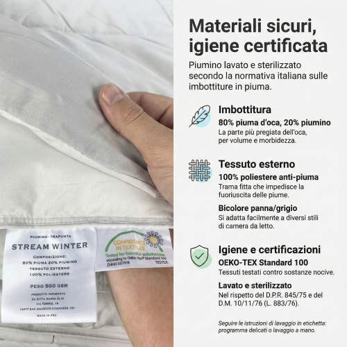 PIUMINO OCA Stream 500 GR. 80% PIUMA OCA 20% PIUMINO OCA Bianco