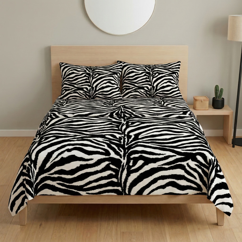 SEXI Black and White Striped Sheets Set in Pure Cotton Made in Italy