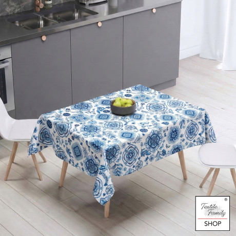 Nappe lavable waterproof en PVC recouverte de plastique LIMA « Capri Blu », dos polaire antidérapant, fabriqué en Italie