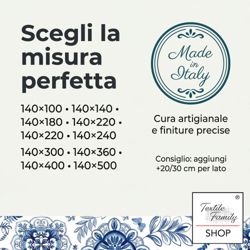 Mantel impermeable de PVC recubierto con plástico LIMA "Capri Blu", respaldo antideslizante de forro polar, fabricado en Italia