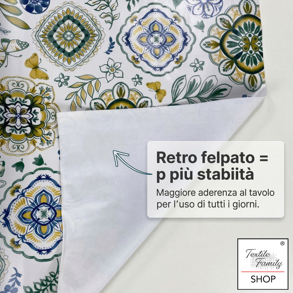 LIMA PVC plastifizierter Tischdecken-farbiger Fisch, waschbarer Regenmantel, rutschfester Fleecerücken, hergestellt in Italien