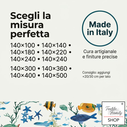 LIMA PVC Plasticized Tablecloth Colored Fish, Washable Raincoat, Non-slip Fleece Back, Made in Italy