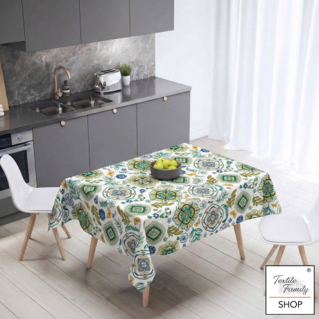 LIMA Capri Grün PVC Plastifiziertes Tischtuch, waschbarer Regenmantel, rutschfester Fleecerücken, hergestellt in Italien