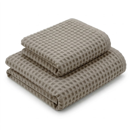 Asciugamani Nido d’Ape 100% Cotone 330 g/m² Made in Italy – Set 2 Pezzi (60x110 + 40x60) Tex Family – Tortora