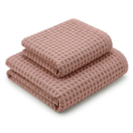 Asciugamani Nido d’Ape 100% Cotone 330 g/m² Made in Italy – Set 2 Pezzi (60x110 + 40x60) Tex Family – Cipria