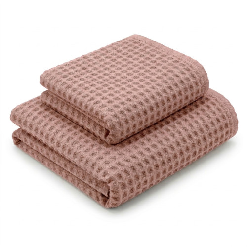 Asciugamani Nido d’Ape 100% Cotone 330 g/m² Made in Italy – Set 2 Pezzi (60x110 + 40x60) Tex Family – Cipria